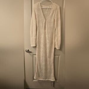 Missguided Cream Long Sleeve Sheath Dress Mock Neck